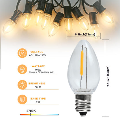 MYEMITTING Night Light Bulb – C7 E12 LED Bulbs – Candelabra, 0.6 Watt Equivalent 7W Incandescent Bulb, Warm White 2700K, Window Candles & Chandeliers Replacement Bulb, 6 Pack