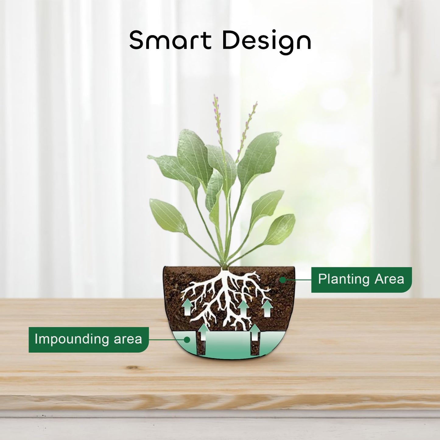 GROWNEER Plastic Hanging Planter 2 Packs 8 Inch Self Watering Pots Plants Hanger Baskets with 6 Pcs Hooks, Flower Pot with Detachable Base for Garden Indoor Outdoor (Grey)