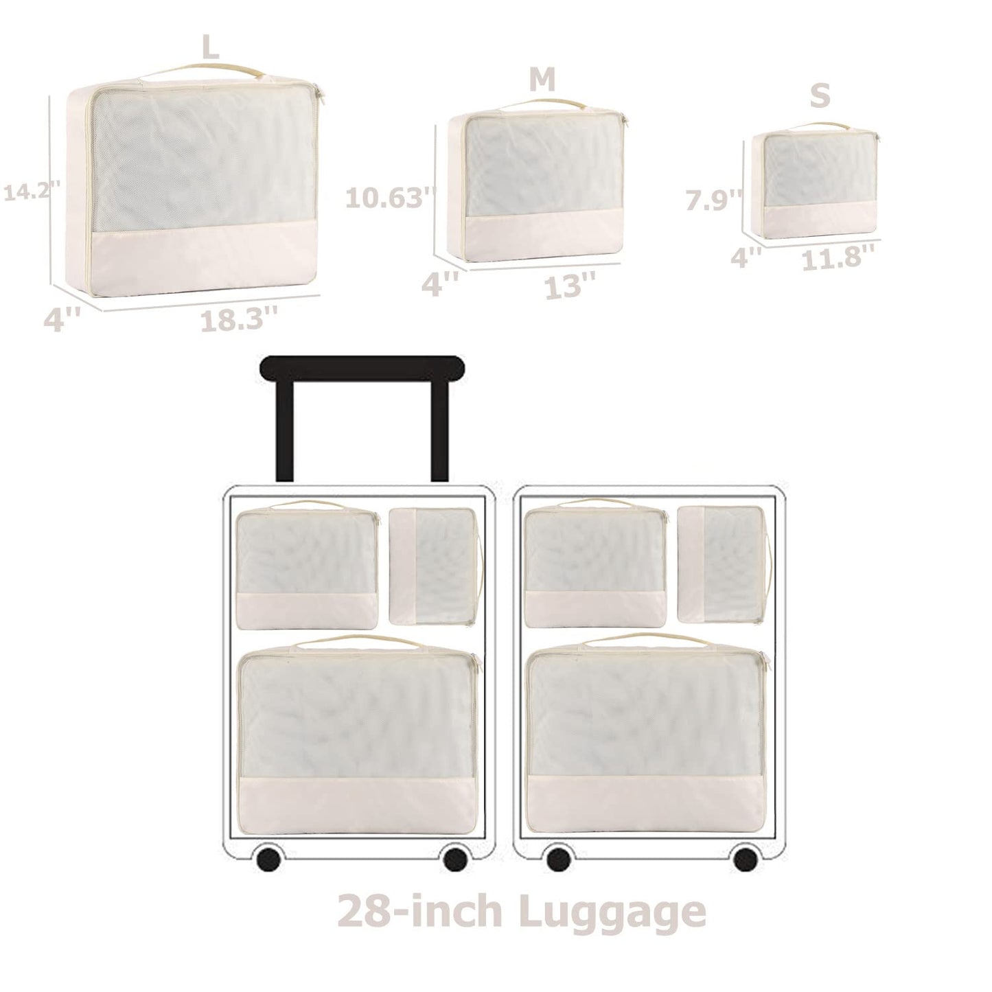 DoubleTrip Packing Cubes for Suitcases Carry on Luggage Organizer 6 Set Travel Accessories Lightweight Storage Bag Space Saver Clothes Pouch Large