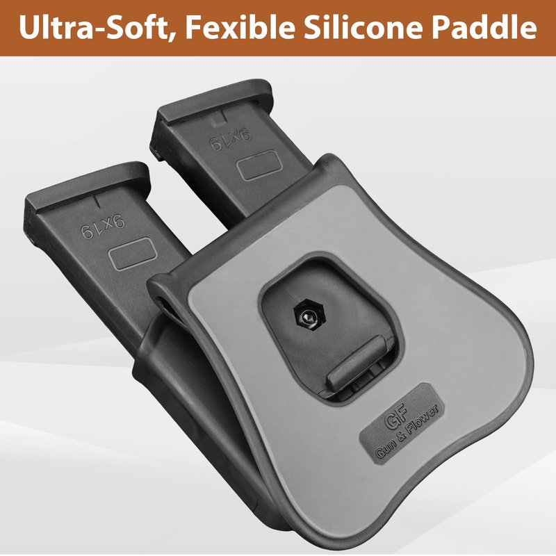 GUN & FLOWER Universal Double Magazine Holder with Silicone Paddle, OWB Magazine Holster Fits 9mm/.40 Double Stack Mags, Mag Pouch Compatible with Glock/Taurus/Beretta/Sig/H&K/CZ/S&W/Colt