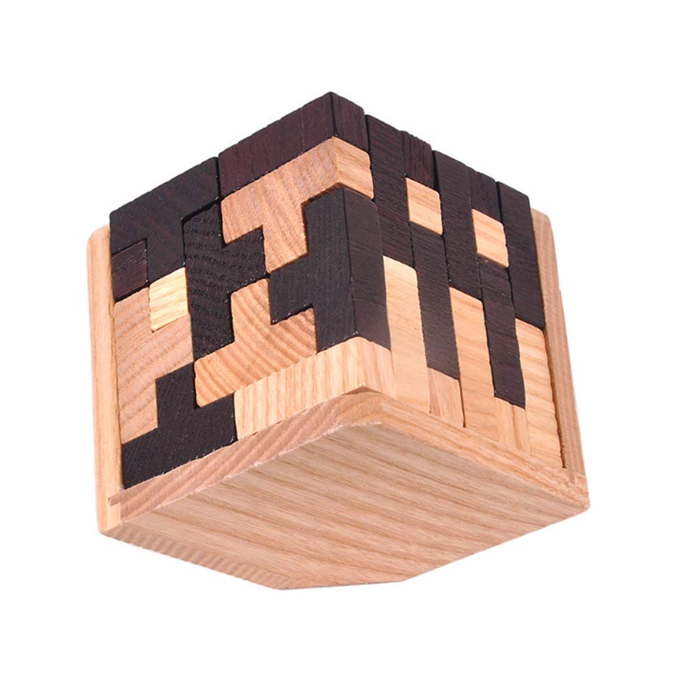 Oostifun Gobus 54 Pieces Wooden Brain Teaser Puzzle T Shape Building Blocks Geometric Jigsaw Puzzle Educational Black and White Puzzles Toy for Kids Adults
