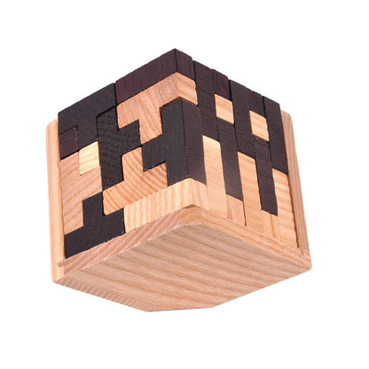 Oostifun Gobus 54 Pieces Wooden Brain Teaser Puzzle T Shape Building Blocks Geometric Jigsaw Puzzle Educational Black and White Puzzles Toy for Kids Adults