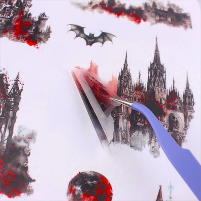 Dwetpzo Halloween Precut Scrapbook Sticker Book for Adults, Transparent PET & Writing Paper Stickers, Adhesive Sticker for Journaling, Junk Journals, Scrapbooking Supplies, 20 Sheets, A5