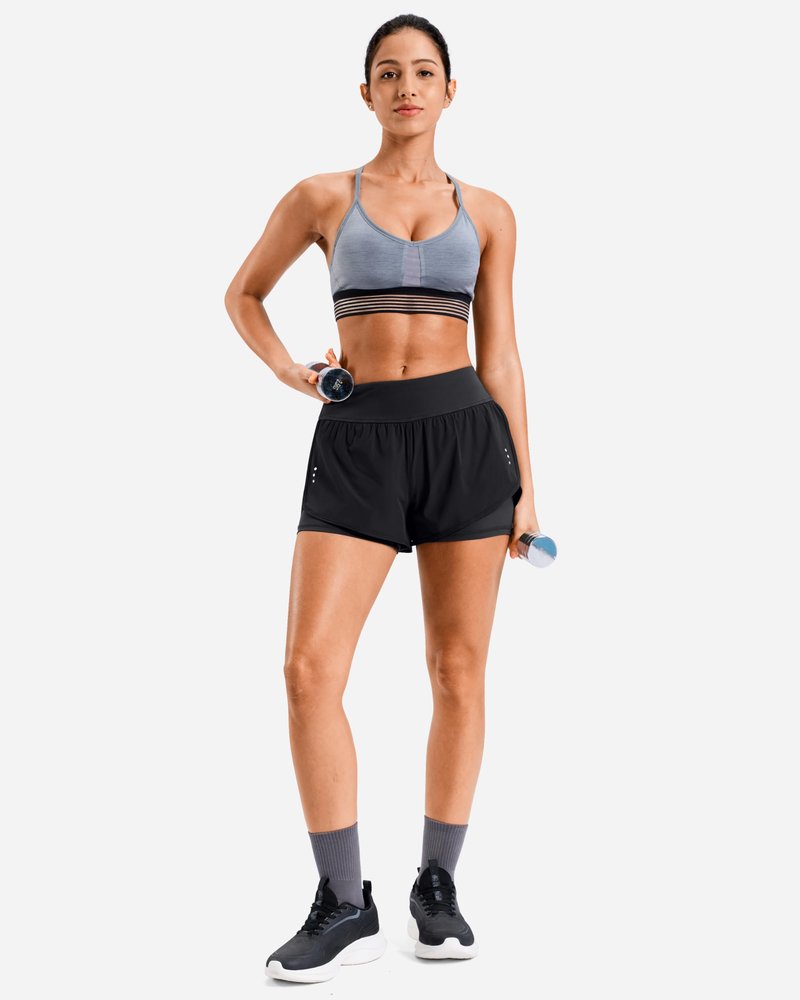 Soothfeel Women's Running Shorts with Zipper Pocket 2 in 1 High Wasited Workout Athletic Gym Yoga Spandex Shorts for Women