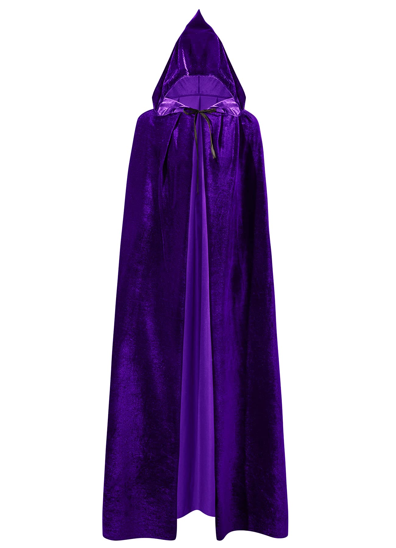QUCH Hooded Cloak Unisex Cape Cloak with Hood for Men and Womens Witch Cloak Vampire Cape Halloween Christmas Costume Purple XL