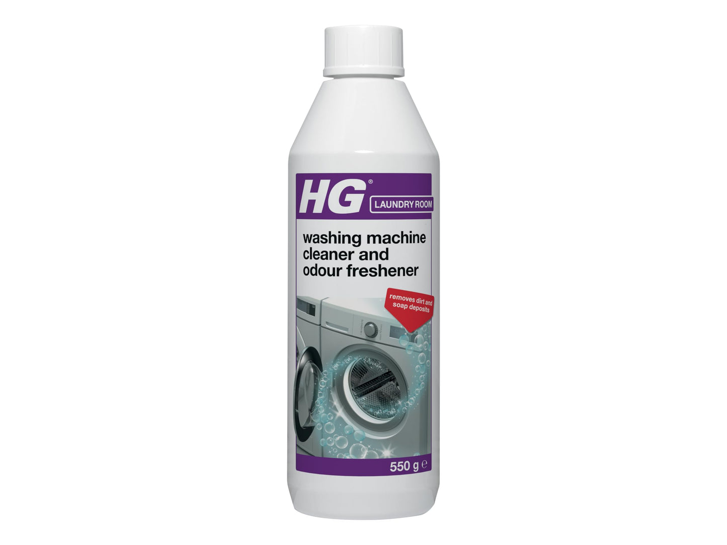 HG Washing Machine Cleaner & Odour Freshener, Washer Cleaning Service Liquid Deodouriser & Descaler, Cleans & Removes Unpleasant Smells, Heavy Duty Professional Formula – 550g (657055106)