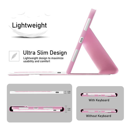 Case with Keyboard for iPad 11th Generation A16 11 inch 2025, UK layout Keyboard Case for ipad 10th Gen 2022, Slim Case with Detachable Bluetooth Keyboard and Pencil Holde for iPad 11/10 Gen, Pink