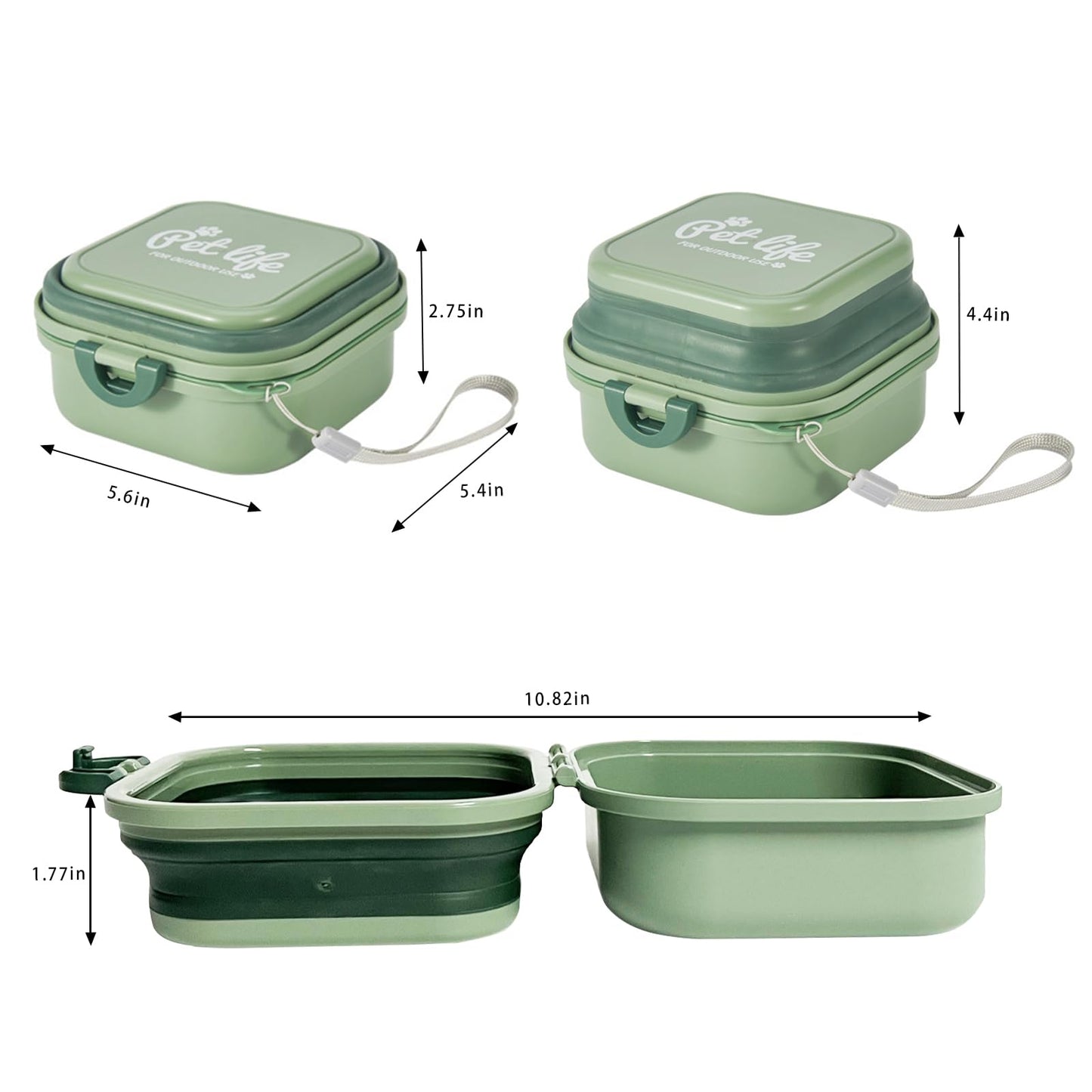Collapsible Dog Bowls, Travel Water Bowl for Dogs, 2-in-1 Portable Food and Water Feeder - Travel Dog Bowls with Lid for Walking, Traveling, Camping and Hiking