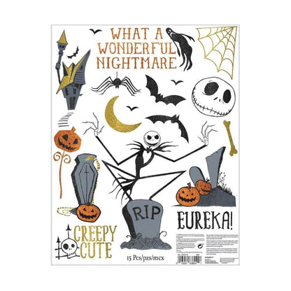 Disney Tim Burton's Nightmare Before Christmas Glitter Window Decoration - 17"x12" (1 Count) - Made of Vinyl with Glitter, Perfect Halloween Decor