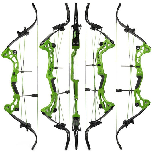 Bowfishing Recurve Bow American Hunting Bows 40-55 Lbs Adjustable Compound Bow Lever Bow IBO 320FPS for Outdoor Hunting Shooting Fishing (Only Green Bow)