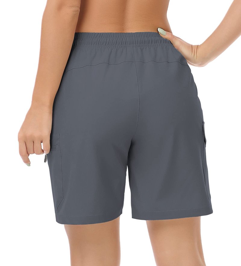 GymBrave Women's Hiking Shorts Quick Dry Lightweight Cargo Shorts for Outdoor Athletic Travel with Pockets Gray M