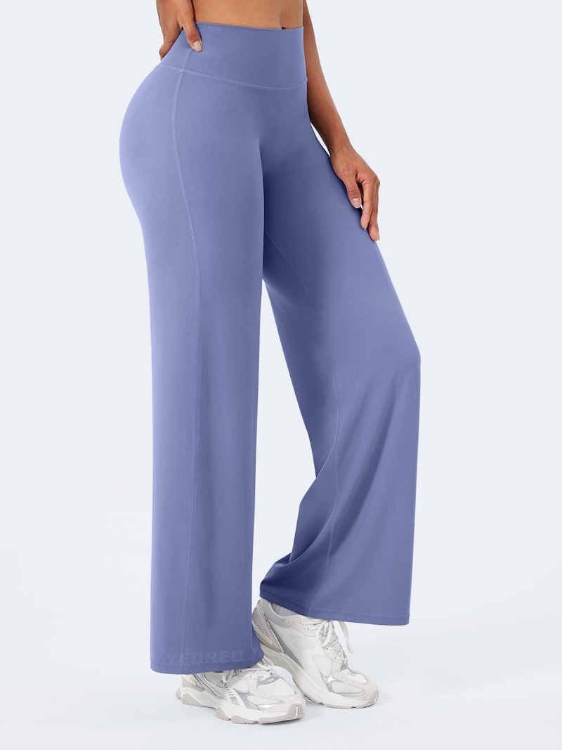 YEOREO Workout Leggings Womens No Front Seam Straight Leggings 29" High Waist Buttery Eddiy Gym Yoga Pants Ocean Blue S