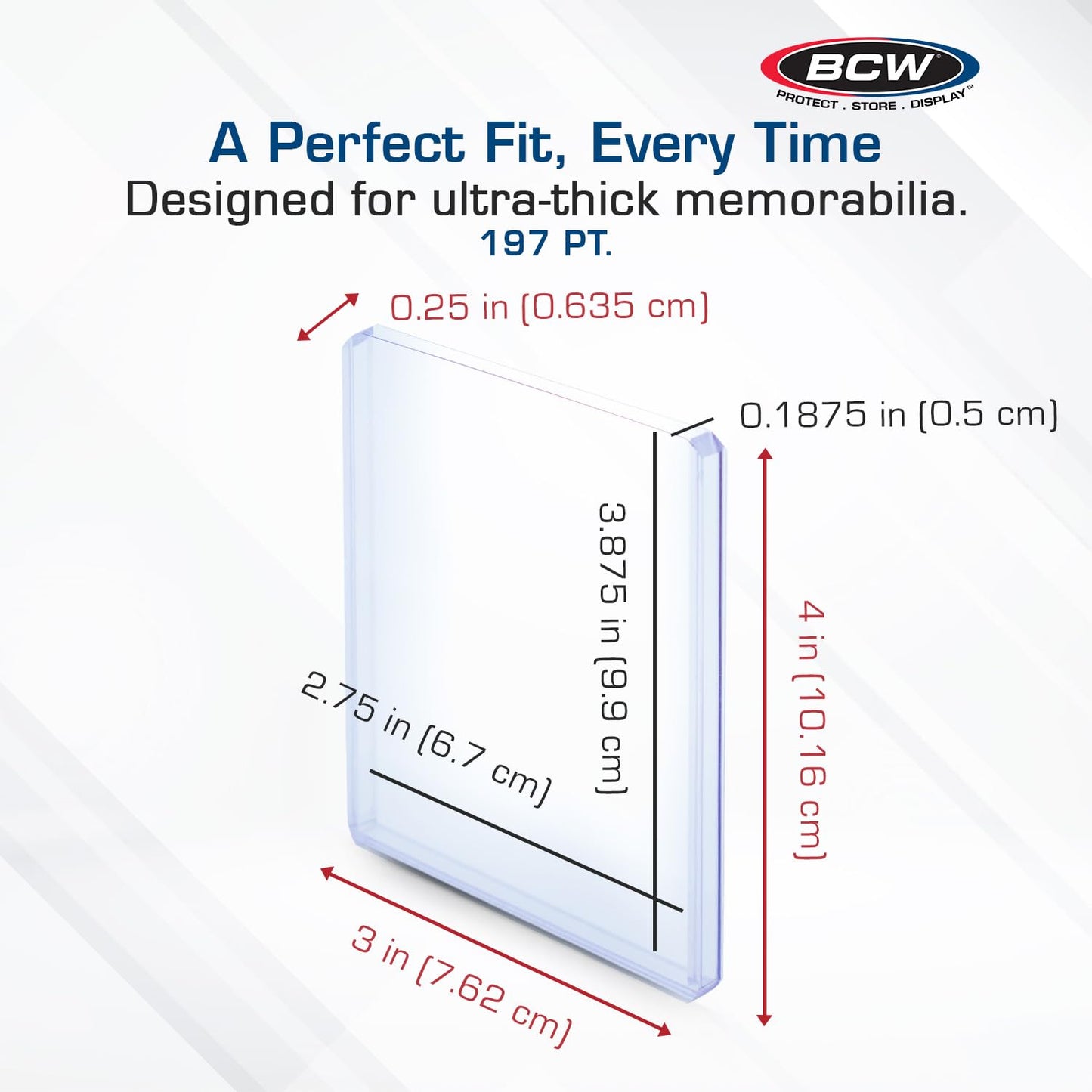 BCW 197 PT. Thick Card Topload Holder - Pack of 10 | Durable Rigid PVC Toploader | Toploaders for Memorabilia, Jersey, Patch, and Relic Cards | Ideal for Collectors and Hobbyists