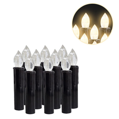 Gedengni LED Candlesticks Short Taper Candle, 4inches Battery Operated Chandelier Halloween Black Flameless Candles Mini Remote Candle Sticks for Harry Potter Party Home Decor,10pcs-BL