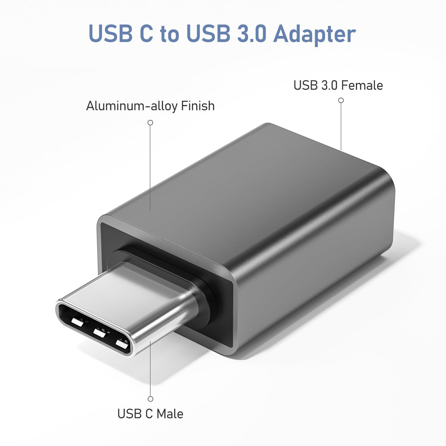 Basesailor USB C to USB Adapter 3Pack,USBC Male to A Female 3.0 OTG MacBook Pro/Air Adapter,Type C Thunderbolt 4 3 Converter for Apple iPhone 17 16 15,Mac,iPad,Microsoft Surface,Samsung Galaxy S25 S24