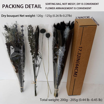 Natural Dried Pampas Grass Bouquet,17" Natural Dried Flower Bouquet, Black Pampas and Thistle Flower Mixed Bouquet Bohemian Style Home Dried Flower Decoration