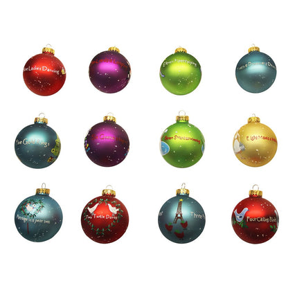 Kurt Adler Twelve Days of Christmas Ball Ornament, 65mm, Set of 12