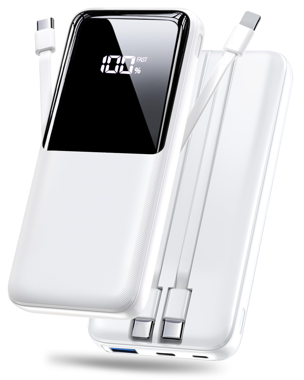 Portable Charger Power Bank - 15000mAh Fast Charging Powerbank Travel Camping Essential Battery Pack with Built in 22.5W Output Cable Compatible with iPhone 17 16 15 14 13 Samsung Google iPad, 1 Pack