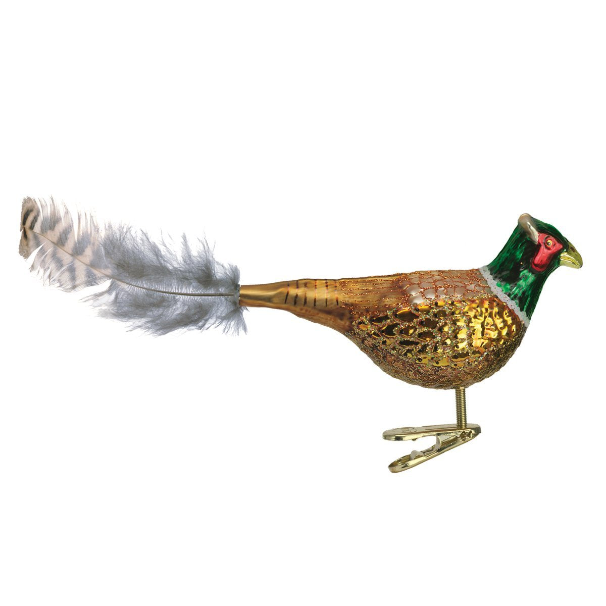 Old World Christmas Pheasant Glass Blown Ornament for Christmas Tree, Handcrafted Holiday Decoration, Bird Watcher Clip Collection