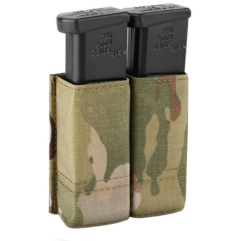 KRYDEX Double Pistol Mag Pouch Nylon 9mm with Quick Release Kydex Magazine Pouch Insert (Multicam)