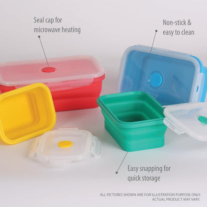 Deke Home - Collapsible Silicone Food Storage Containers with Lids, Set of 4, BPA-Free, Airtight, Space-Saving Meal Prep & Lunch Box, Microwavable, Freezer & Dishwasher Safe, Camping & Travel
