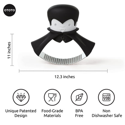 OTOTO Rockula Garlic Press Rocker - Garlic Masher, Garlic Rocker, Rocking Garlic Press Stainless Steel - Garlic Smasher Spooky Gifts - Easy to Clean