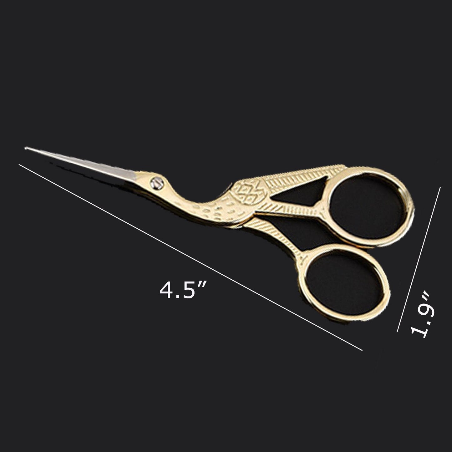 BIHRTC 4.5" Stainless Steel Sharp Tip Classic Stork Scissors Crane Design Sewing DIY Tools Dressmaker Shears Scissors for Embroidery, Craft, Needle Work, Art Work & Everyday Use (Gold)