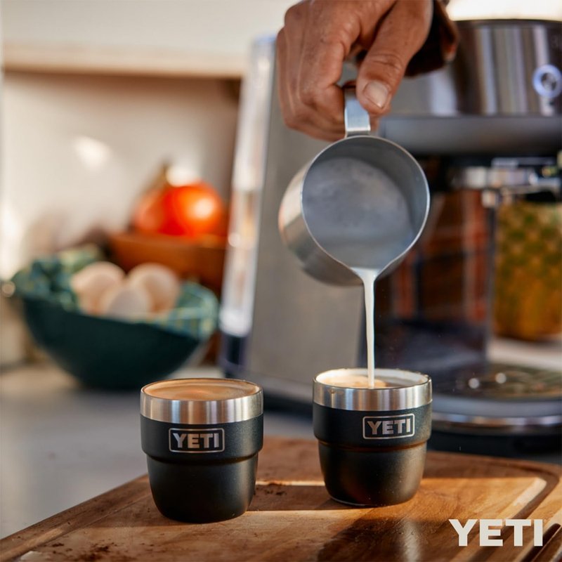YETI Rambler 4 oz Stackable Cup, Stainless Steel, Vacuum Insulated Espresso/Coffee Cup, 2 Pack, White