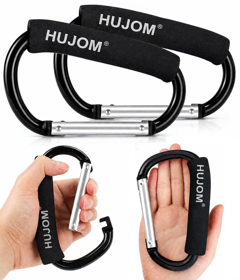 Stroller Hooks 2 Pack Heavy Duty Large Carabiner Clips for Bags & Baby Gear
