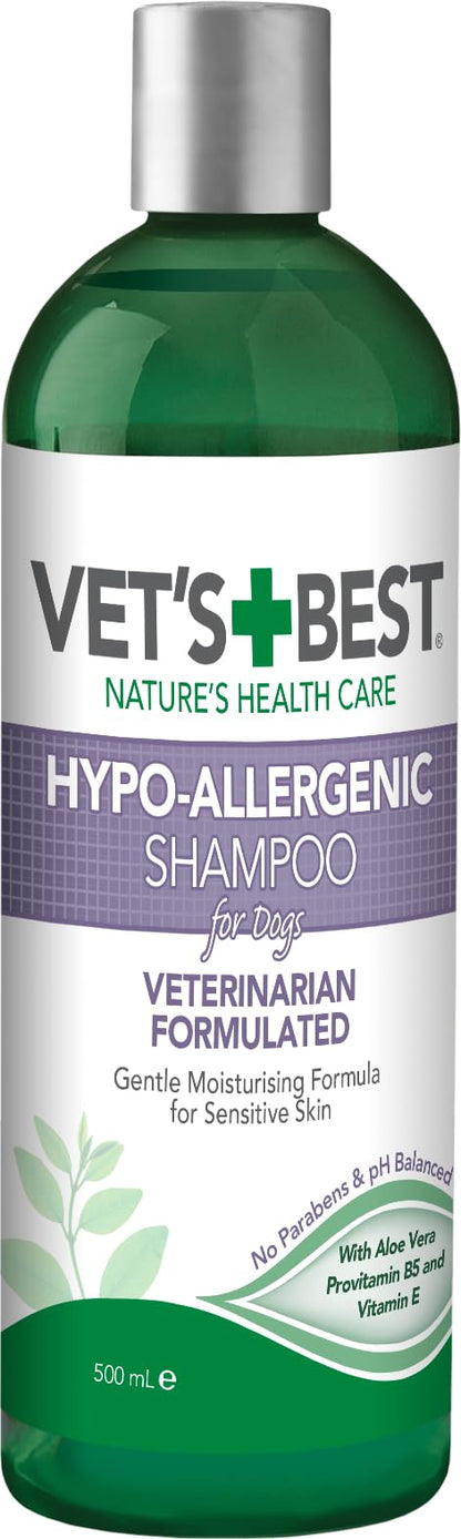 Vet's Best Hypo-Allergenic Shampoo for Dogs | Dog Shampoo for Sensitive Skin | Relieves Discomfort from Dry, Itchy Skin | Cleans, Moisturizes, and Conditions Skin and Coat 500ml