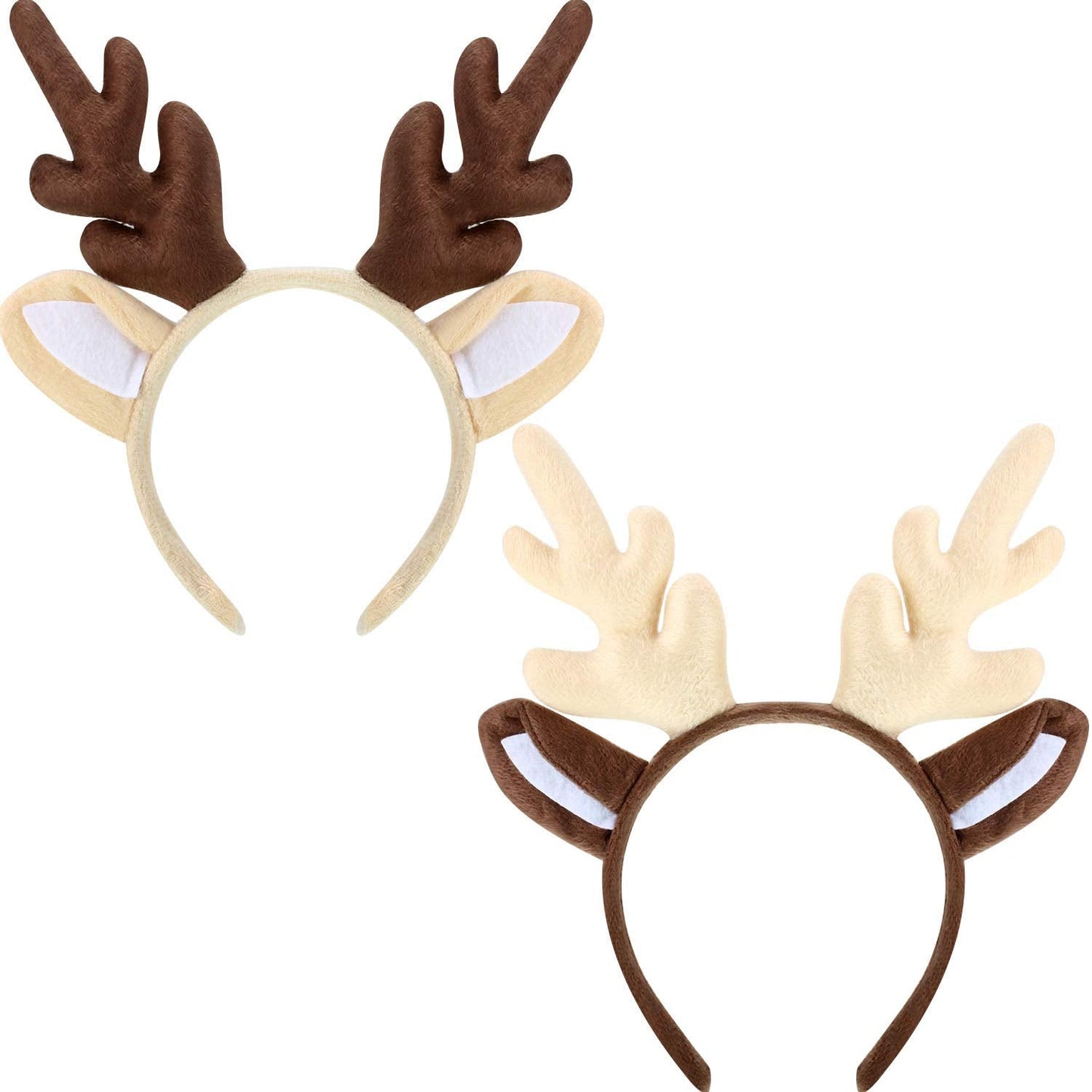 Bememo 2 Pieces Christmas Reindeer Antlers Headband Deer Antlers Headband for Women Halloween Cosplay Party