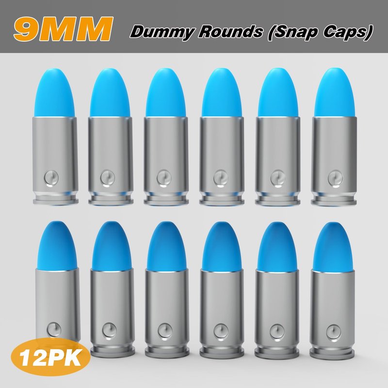 BOOLIT EYE Pro 9mm Safety Trainer Cartridge Dummy Rounds/Dry Fire Training Snap Caps, 12Pcs