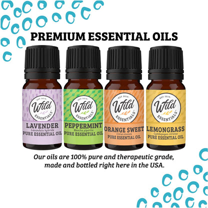 Wild Essentials Cross Necklace Essential Oil Diffuser Kit with Lavender, Lemongrass, Peppermint, Orange Oils, 12 Refill Pads, Calming Aromatherapy Gift Set, Customizable Color Changing, Perfume