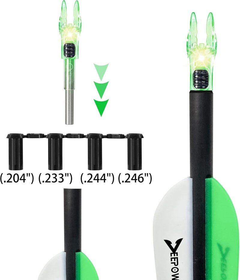 DEEPOWER Lighted Nocks for Arrows - 4/9 PCS with ON/OFF Switch | Fits .165-.246 Inch Diameter