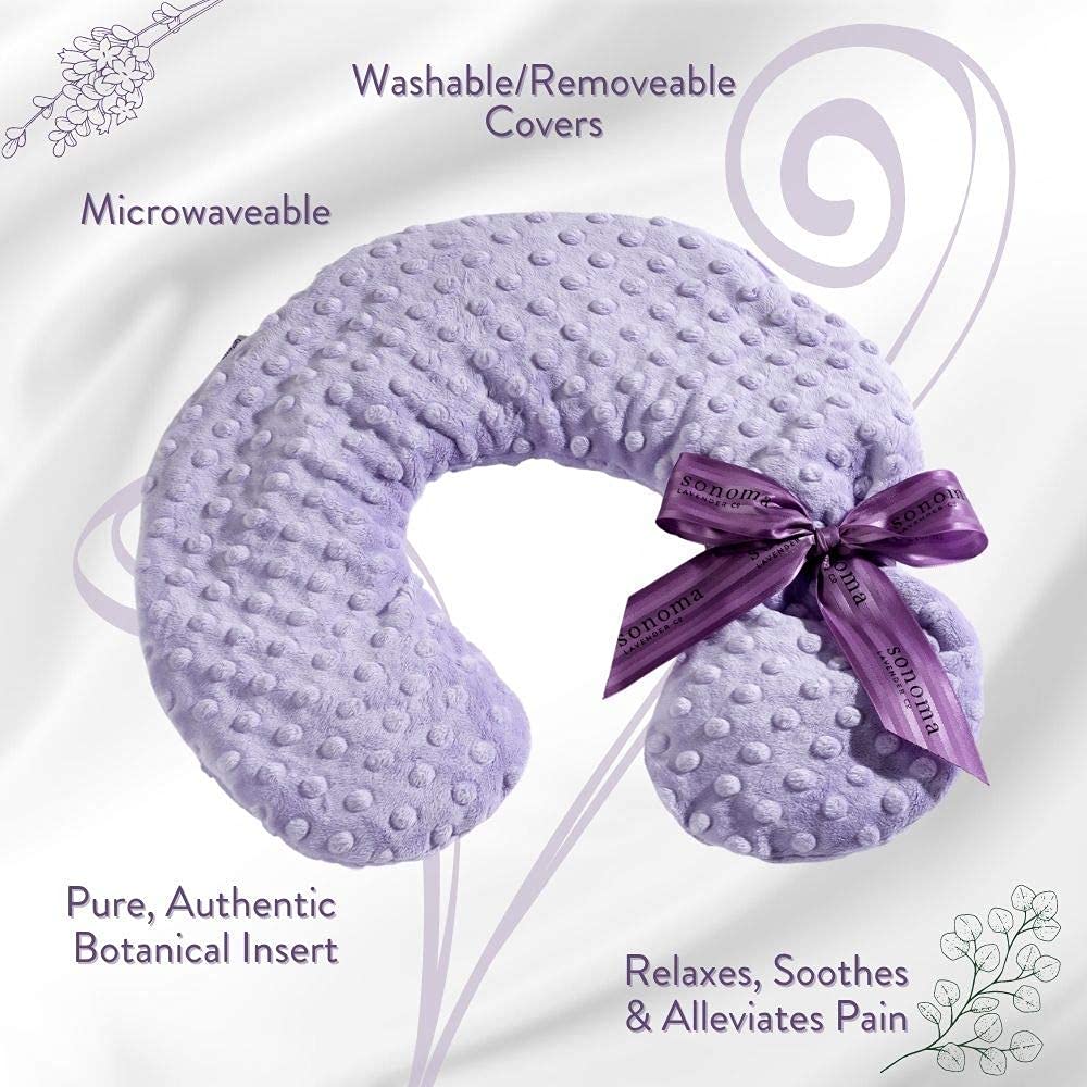 Sonoma Lavender Luxury Eucalyptus/Lavender Heatable/Chillable Neck Pillow, Microwaveable for Neck and Shoulders with Removable Washable Covers, Great for Relaxation and Pain Relief (Green Dot)