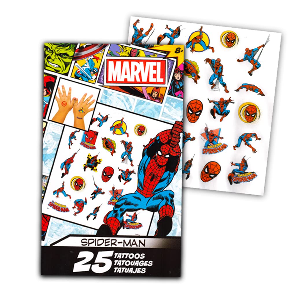 Marvel Spiderman Ultimate Coloring Book Set -- 3 Spiderman Activity Books with Spiderman Tattoos