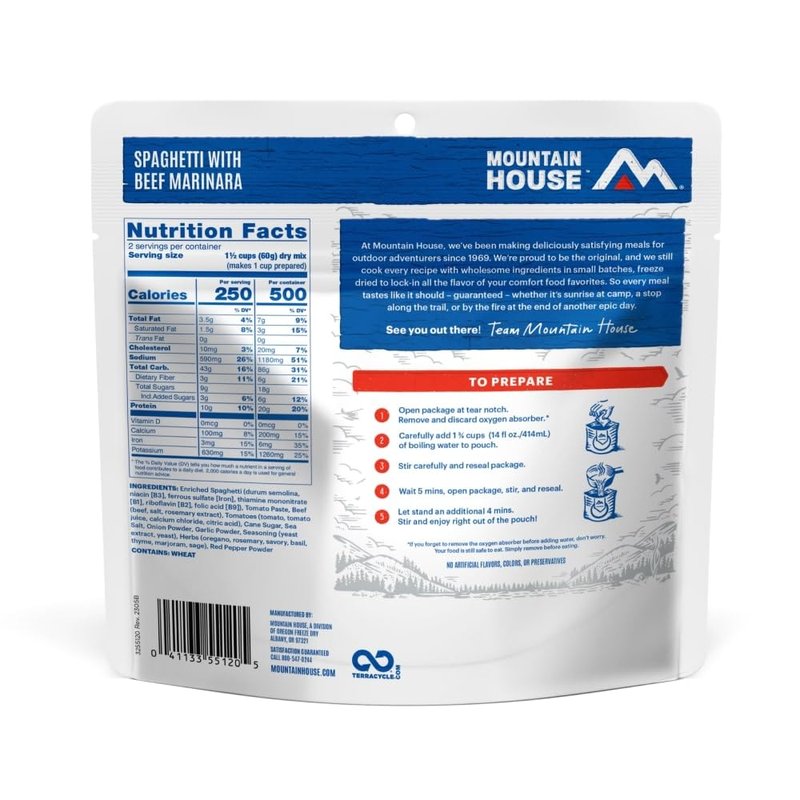 Mountain House Spaghetti with Beef Marinara | Freeze Dried Backpacking & Camping Food |2 Servings