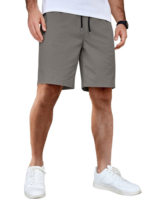 COOFANDY Men's Casual Shorts Cotton Elastic Waist Drawstring Shorts Lightweight Summer Beach Shorts Dark Grey