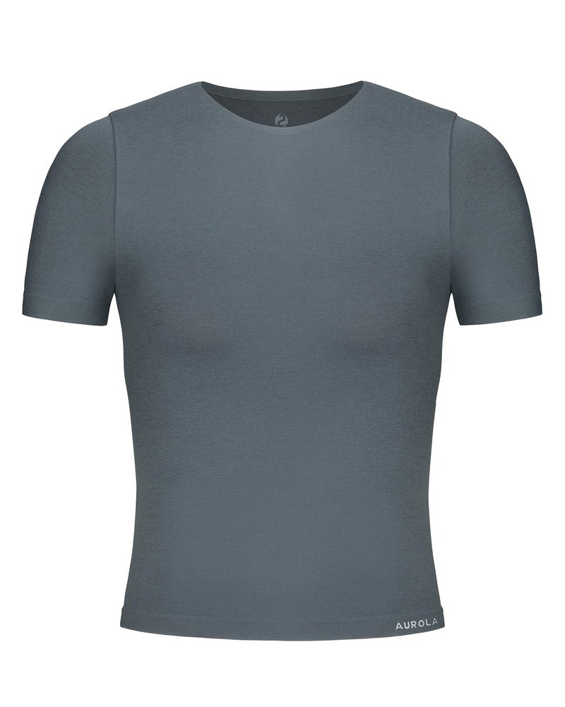 AUROLA Women Essentials Seamless Short Sleeve Fitted Tshirt Gym Workout Athletic Shirts Top Tee Steel Grey