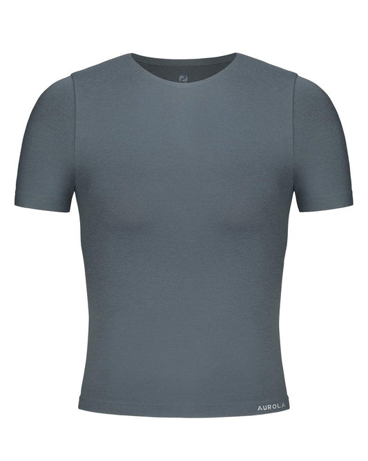 AUROLA Women Essentials Seamless Short Sleeve Fitted Tshirt Gym Workout Athletic Shirts Top Tee Steel Grey