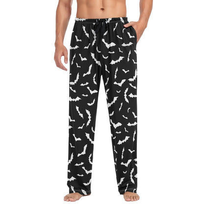 JHKKU Halloween Bats Pajama Pants for Men's Soft Comfy Sleepwear Lounge Lightweight Pj Bottoms with Pockets Drawstring, Large