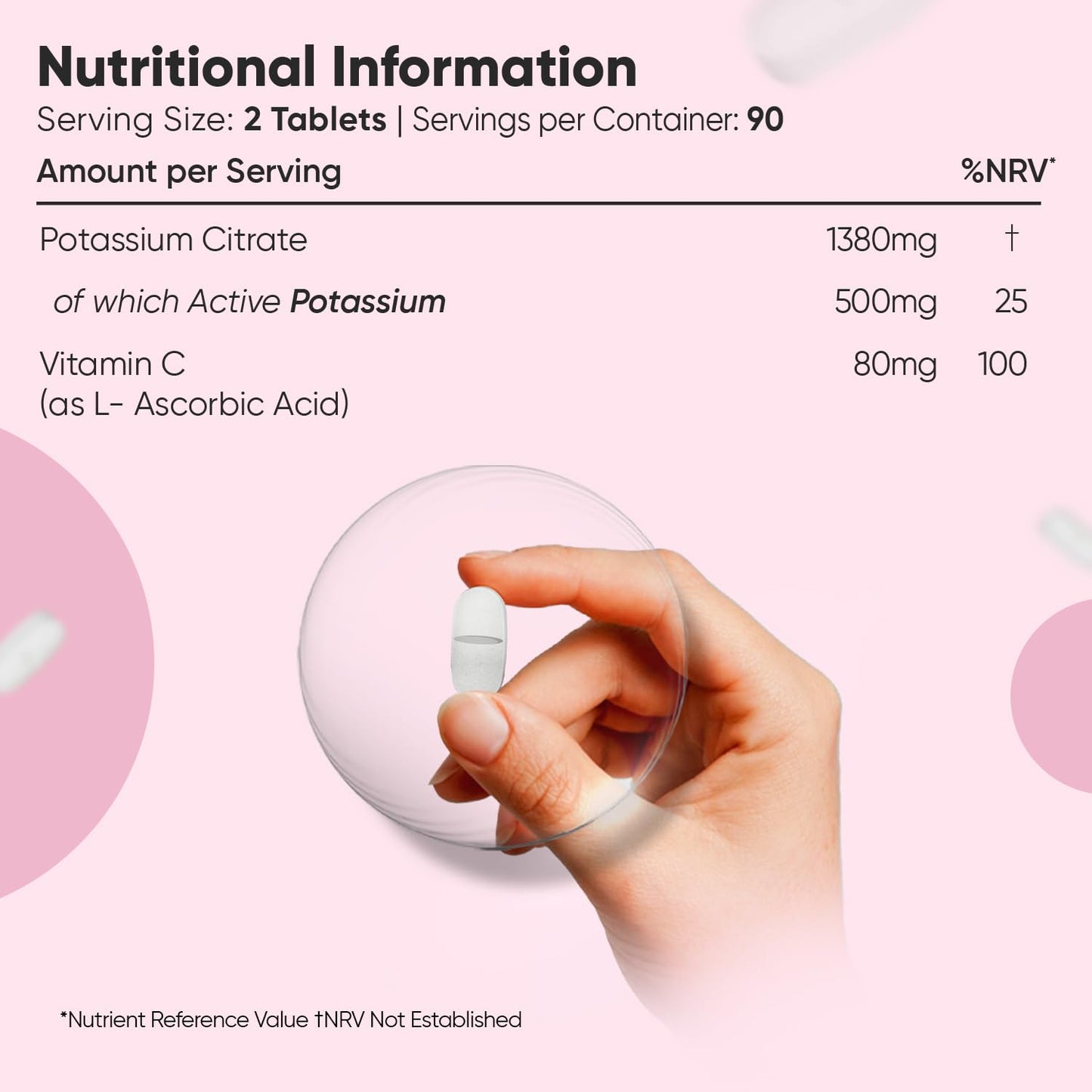 Potassium Supplement with Vitamin C 1460mg | 3 Months Supply | 180 Tablets | Electrolytes Tablets | Bioavailable Potassium Citrate Form | Non-GMO, Gluten-Free & Vegan-Friendly | Made in The UK