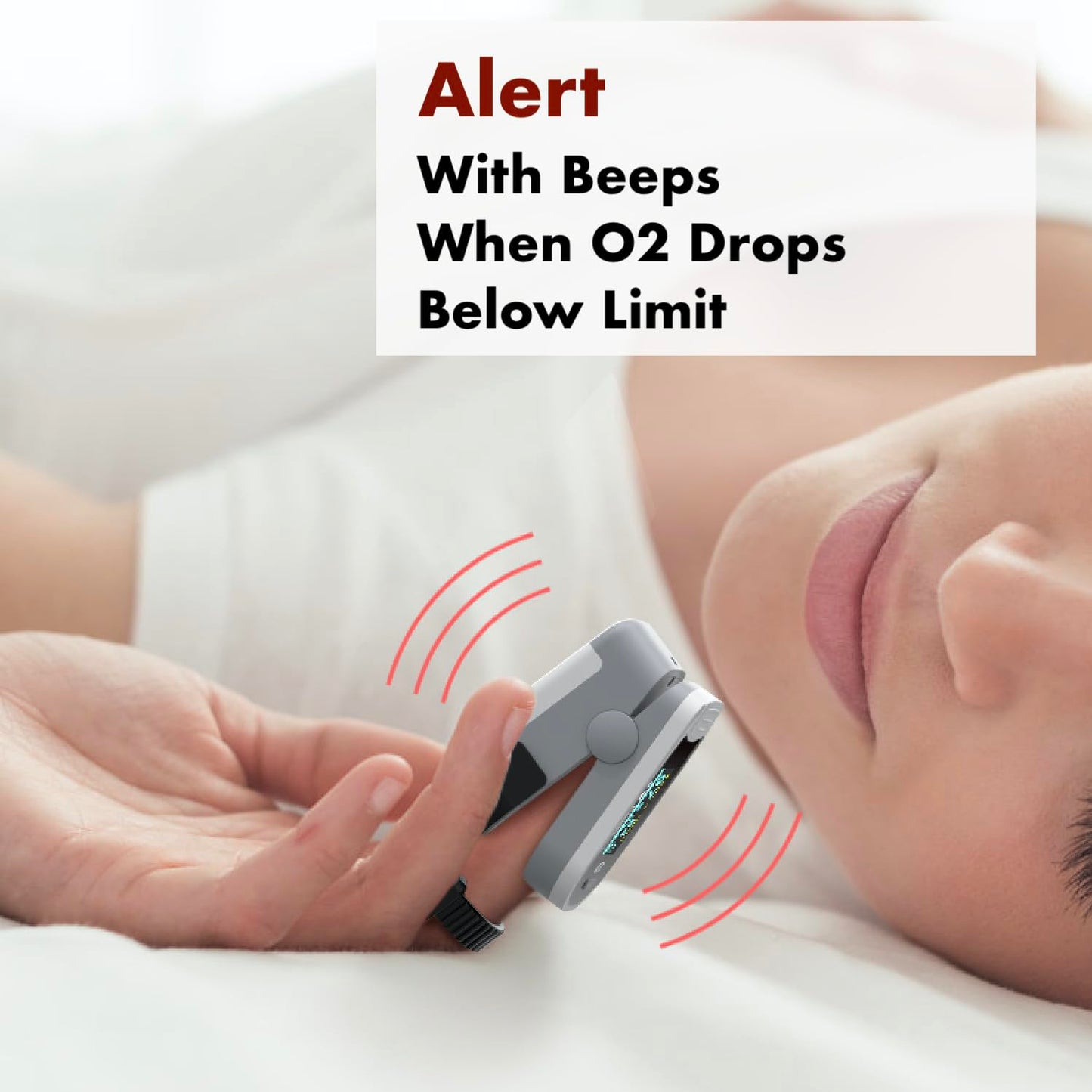 EMAY Sleep Oxygen Monitor with Built-in Recording Capability | Track Continuous Blood Oxygen Levels & Pulse Rate Overnight | Provides Sleep Report & Raw Data