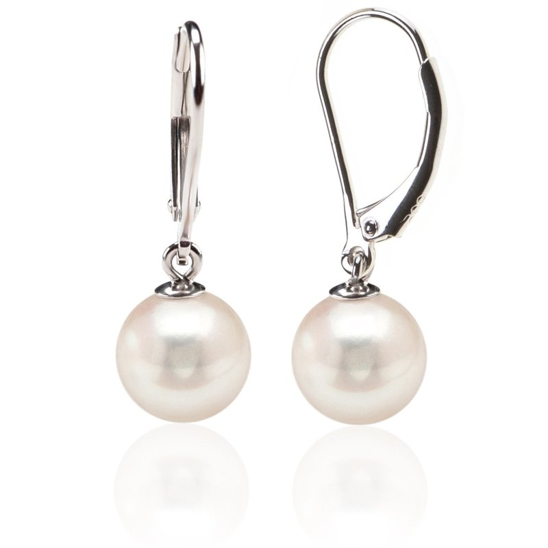 PAVOI 925 Sterling Silver Simulated Shell Pearl Earrings Leverback Dangle Studs 8mm