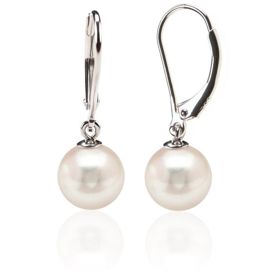 PAVOI 925 Sterling Silver Simulated Shell Pearl Earrings Leverback Dangle Studs 8mm