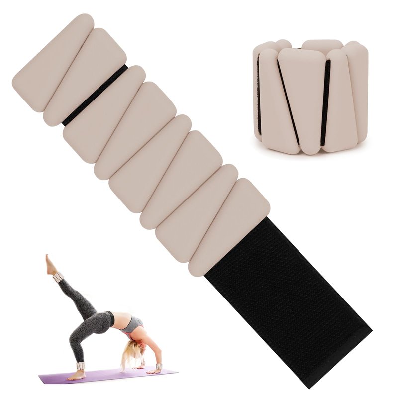 Wrist Weights for Women, Adjustable Ankle Weights Silicone Bracelet Weights Arm Leg Weights for Women Men Ankle Weights for Yoga Running Swimming Pilates Gym, 1 Pair (1 lb Each) (Beige)