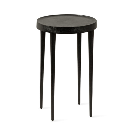 Kate and Laurel Rava Modern Metal Round Side Table, 14 x 14 x 22, Black, Cast Aluminum Accent Table for Use as Indoor Plant Stand or Living Room Decor Piece