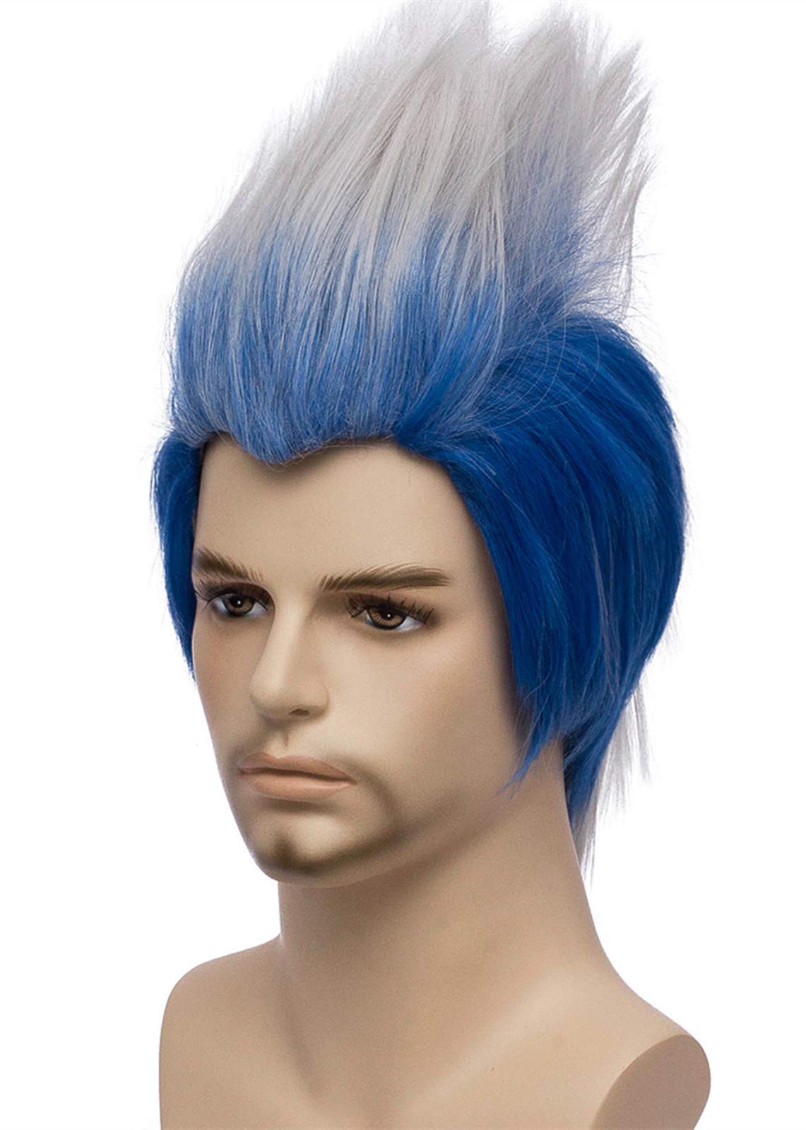 Mersi Men Costume Wigs Cosplay Short Straight Blue Ombre White Wig for Halloween Cosplay Party S043BW