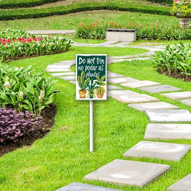 Uptell Do Not Trim No Podar As Plantas Yard Signs with Stakes Aluminum Sign for House/Front Door and Business Outdoor Decoration 8x12 Inch