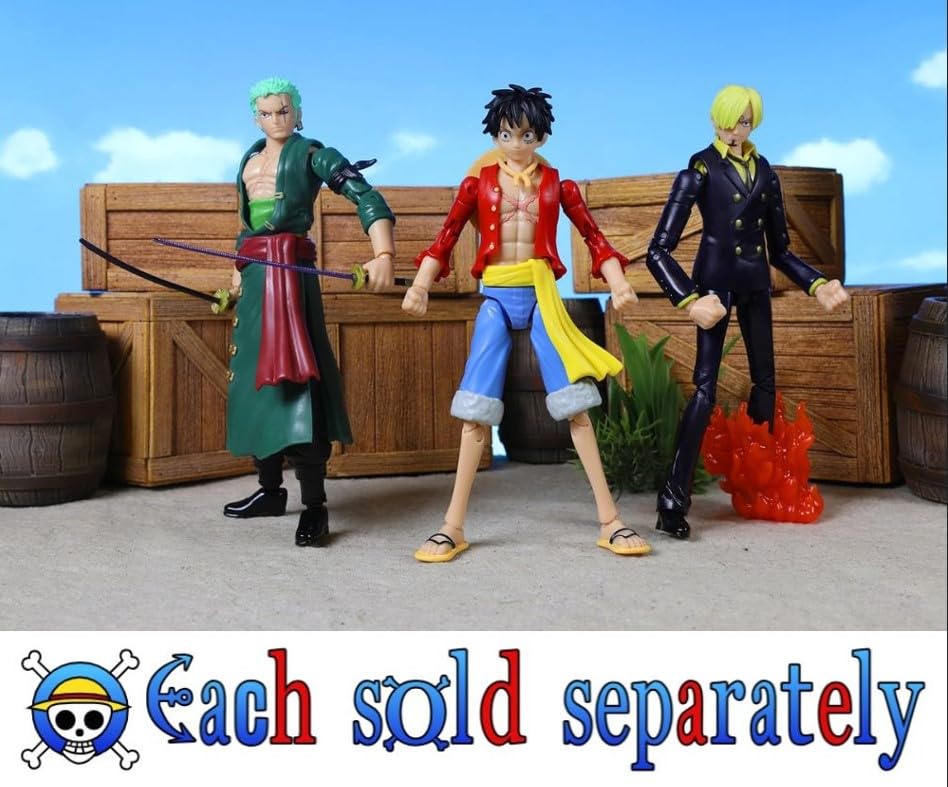 BANDAI Anime Heroes One Piece Figures Monkey D. Luffy Action Figure | 17cm Articulated Luffy Anime Figure With Swappable Hands One Piece Action Figures Pirate Toys Range